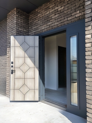 Дверь с металлобагетом и стеклом Дверь с металлобагетом и стеклом